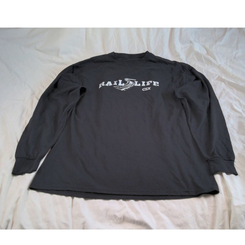 CSX Train Long Sleeve "Rail Life" T Shirt Black 22 P2P 17 P2H (L-XL)